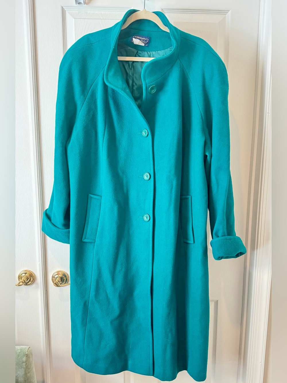 Vintage Willow Ridge Teal Wool Blend Long Overcoat Size 26W Plus
